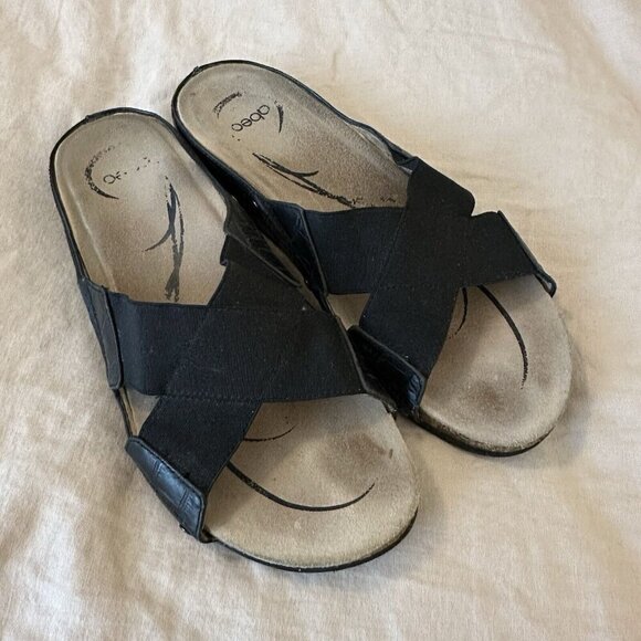 Abeo BIO System Sandals Womens Size 9 Footbed Coronado Croc Embossed Black - Picture 1 of 8